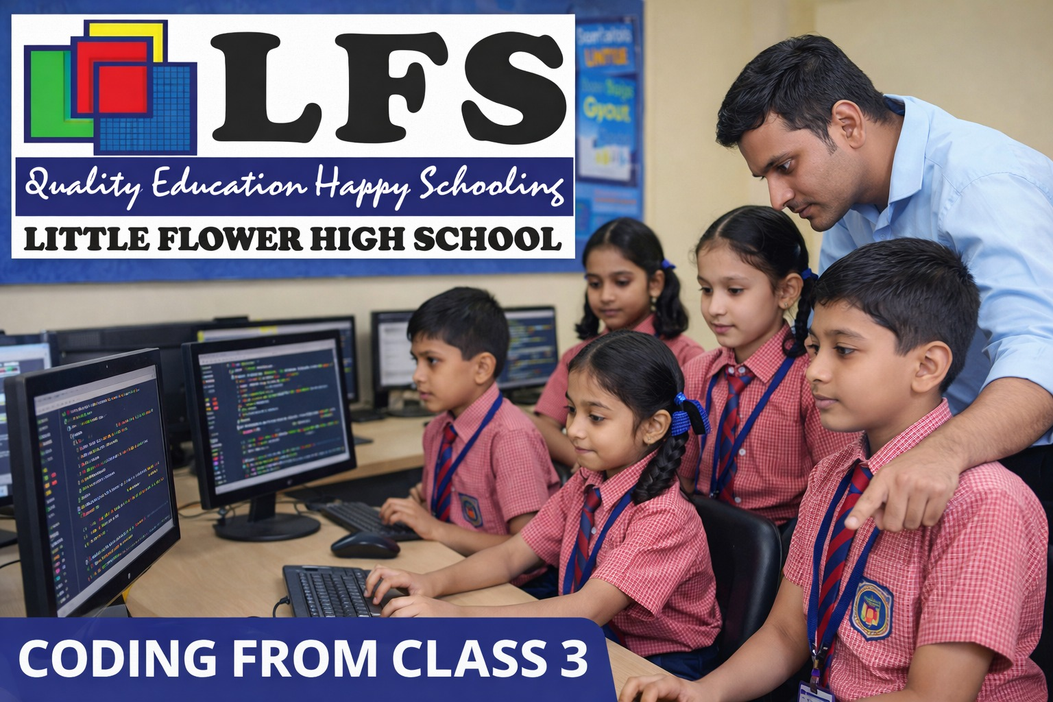 Little Flower High School Bheemgal — Coding from Class 3, computer lab, quality education
